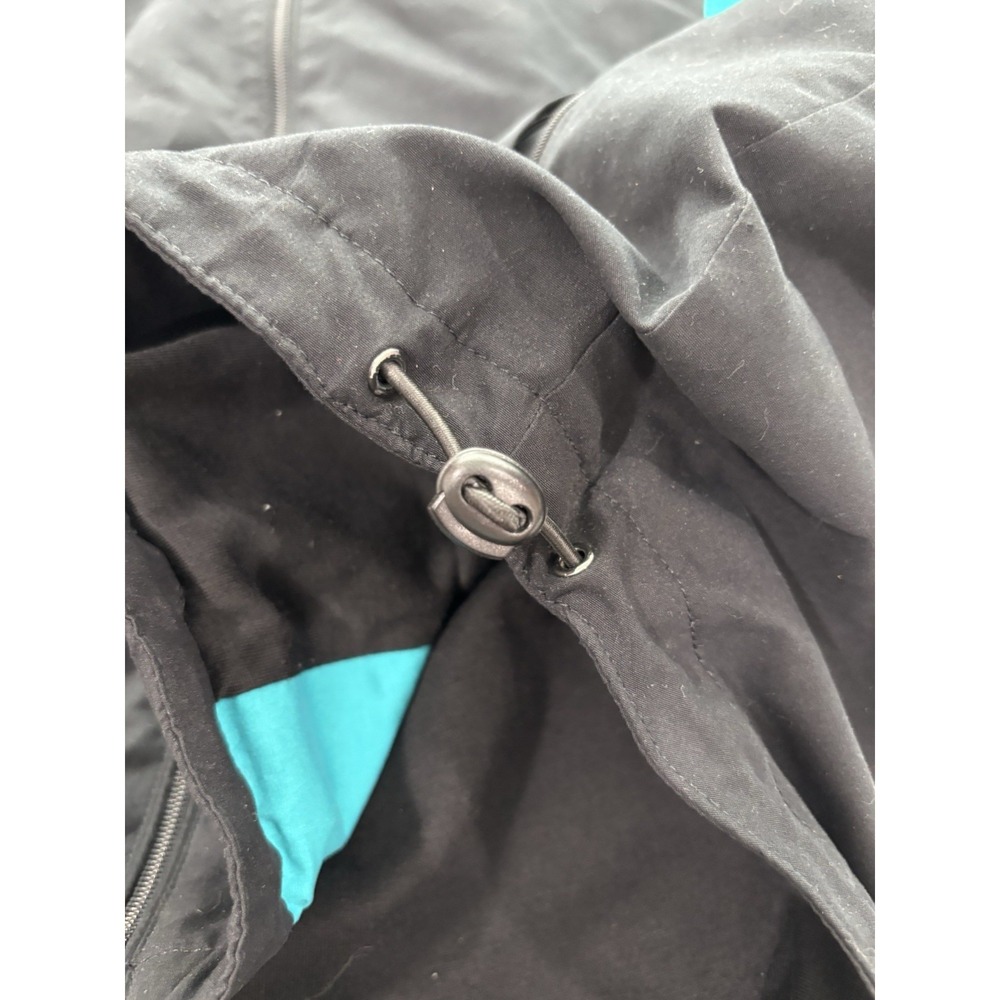Vtg Catalina Jacket Womens Large Black Teal Full Zip Windbreaker Bomber - Picture 7 of 9